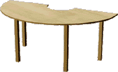Стол полукруглый с вырезом на деревянных ножках